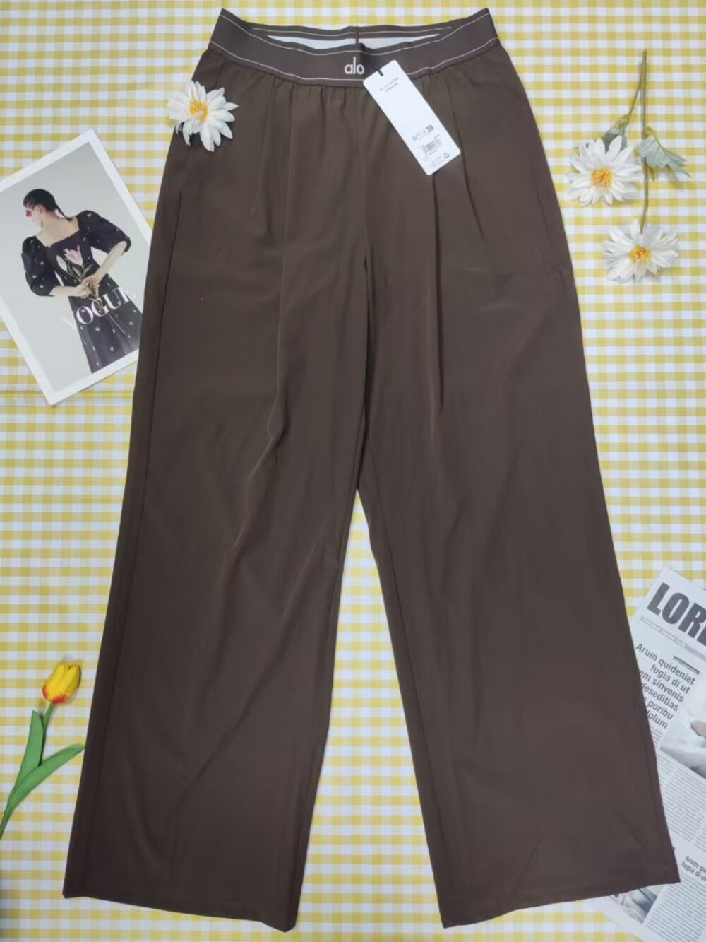 Alo Yoga Suit Up Trouser Espresso Brown Wide Leg Neutral Pants NWT ✨30” Inseam - Picture 2 of 9